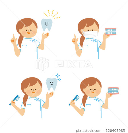 Dentist female set illustration material 120405985