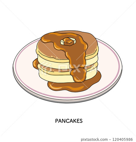 純咖啡館煎餅手繪線描插畫 純咖啡館煎餅手繪線描插畫 120405986