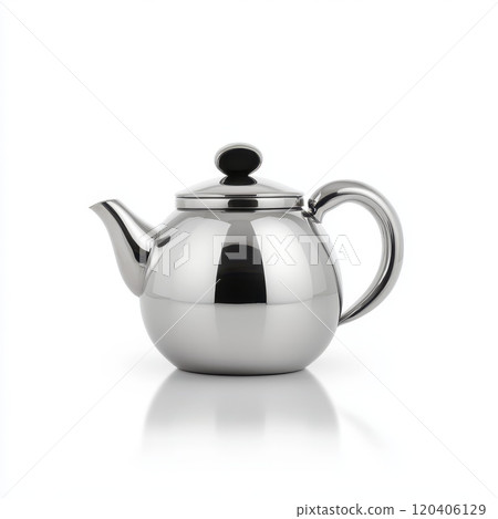 classic tea kettle with polished chrome finish, perfect for brewing tea. Its elegant design adds touch of sophistication to any kitchen 120406129