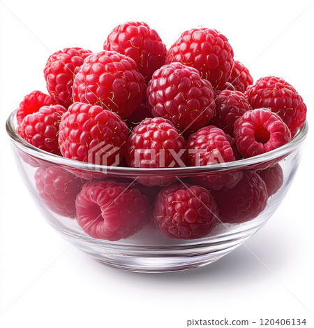 Fresh raspberries in clear glass bowl create vibrant and inviting display, perfect for healthy snacking or adding to desserts. Their rich color and texture enhance any culinary presentation Fresh raspberries in clear glass bowl create vibrant and inviting display, perfect for healthy snacking or adding to desserts. Their rich color and texture enhance any culinary presentation 120406134