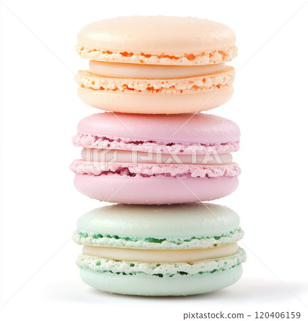 Colorful stack of macarons in pastel shades, showcasing delightful textures and flavors. Perfect for dessert lovers and special occasions Colorful stack of macarons in pastel shades, showcasing delightful textures and flavors. Perfect for dessert lovers and special occasions 120406159