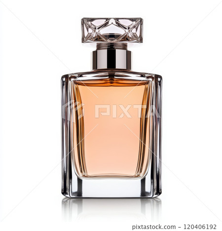 decorative glass perfume bottle with ornate stopper, showcasing elegance and sophistication. warm amber liquid inside adds touch of luxury to any vanity decorative glass perfume bottle with ornate stopper, showcasing elegance and sophistication. warm amber liquid inside adds touch of luxury to any vanity 120406192