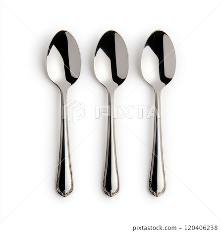 Elegant stainless steel spoons with polished finish, perfect for dining. These utensils add touch of sophistication to any table setting Elegant stainless steel spoons with polished finish, perfect for dining. These utensils add touch of sophistication to any table setting 120406238