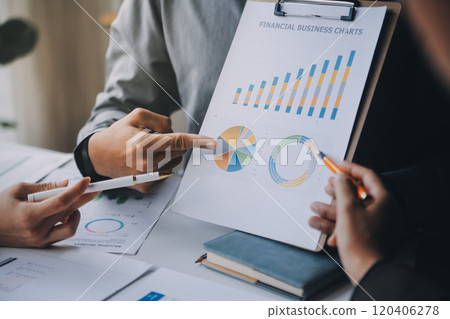 Accountant or banker making calculations Bookkeeper Clerk, Bank Advisor And Auditor. Accounting concept. 120406278