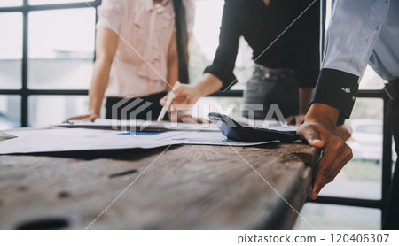 Fund managers team consultation and discuss about analysis Investment stock market at office Fund managers team consultation and discuss about analysis Investment stock market at office 120406307