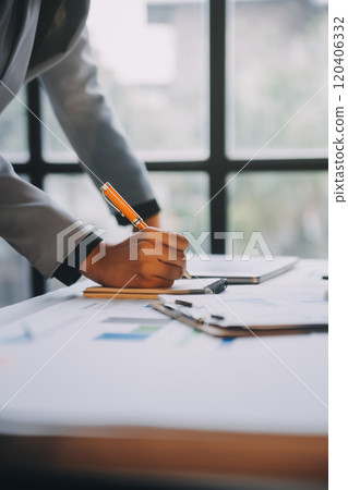 Fund managers team consultation and discuss about analysis Investment stock market at office Fund managers team consultation and discuss about analysis Investment stock market at office 120406332