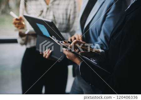 Fund managers team consultation and discuss about analysis Investment stock market at office Fund managers team consultation and discuss about analysis Investment stock market at office 120406336