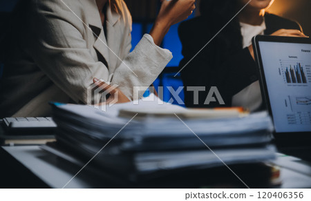 Fund managers team consultation and discuss about analysis Investment stock market at office Fund managers team consultation and discuss about analysis Investment stock market at office 120406356