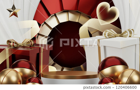 Theme Christmas product display stand minimal .3D rendering Theme Christmas product display stand minimal .3D rendering 120406600