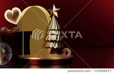 Theme Christmas product display stand minimal .3D rendering Theme Christmas product display stand minimal .3D rendering 120406617
