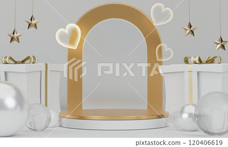 Theme Christmas product display stand minimal .3D rendering 120406619
