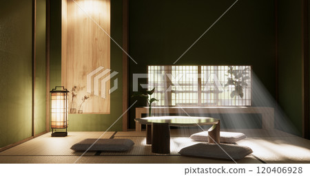 low table in room Japanese style with decoration muji minimal. 3D rendering 120406928