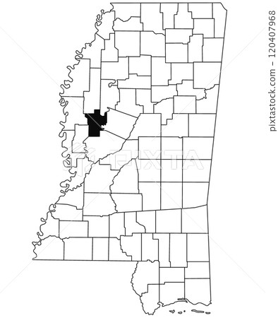 Map of Humphreys County in Mississippi state on white background. single County map highlighted by black colour on Mississippi map. United States of America, US Map of Humphreys County in Mississippi state on white background. single County map highlighted by black colour on Mississippi map. United States of America, US 120407968