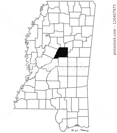 Map of attala County in Mississippi state on white background. single County map highlighted by black colour on Mississippi map. United States of America, US Map of attala County in Mississippi state on white background. single County map highlighted by black colour on Mississippi map. United States of America, US 120407975