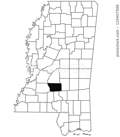 Map of Simpson County in Mississippi state on white background. single County map highlighted by black colour on Mississippi map. United States of America, US Map of Simpson County in Mississippi state on white background. single County map highlighted by black colour on Mississippi map. United States of America, US 120407986