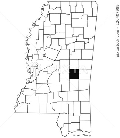 Map of Newton County in Mississippi state on white background. single County map highlighted by black colour on Mississippi map. United States of America, US Map of Newton County in Mississippi state on white background. single County map highlighted by black colour on Mississippi map. United States of America, US 120407989