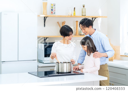 Family cooking in the kitchen 120408333