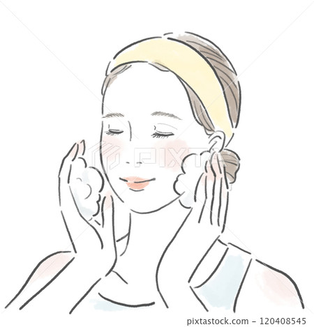 年輕女子用泡沫輕輕洗臉 120408545