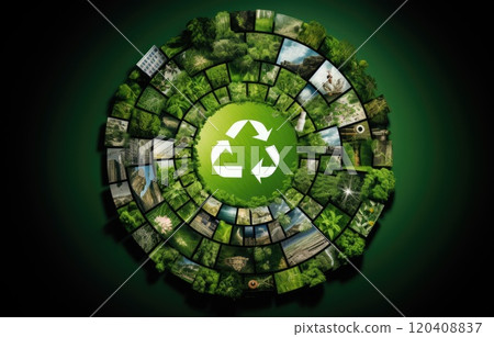The green globe with circular economy icons, economy for future growth of business and environment sustainable.Net zero and carbon 120408837