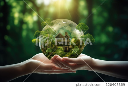 The green globe with circular economy icons, economy for future growth of business and environment sustainable.Net zero and carbon 120408869