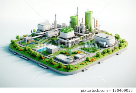 3D Industrial Wastewater Treatment process in factory plant ecology sewage treatment for save world concept 120409033