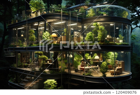 Company building forest decorate, Green company zero carbon concept. generation and achieve ESG goals 120409076