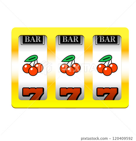 [Frame only] Slot machine illustration with texture and matching cherries 120409592