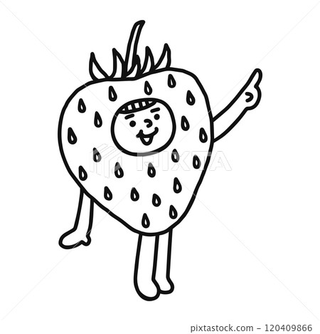 Line drawing of a person wearing a strawberry costume Line drawing of a person wearing a strawberry costume 120409866