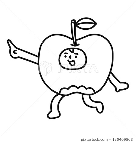 A person wearing an apple costume - line drawing 120409868