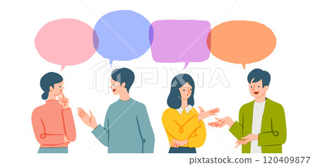 男人和女人討論和交換意見的插圖 男人和女人討論和交換意見的插圖 120409877