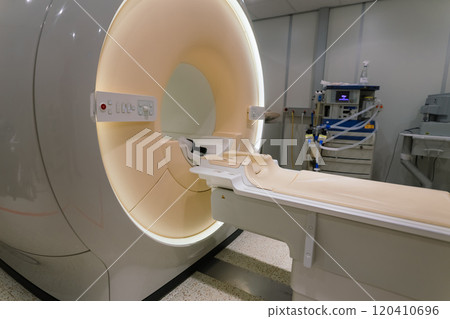 Computed tomography scanner in hospital laboratory. Health care, medical technology 120410696