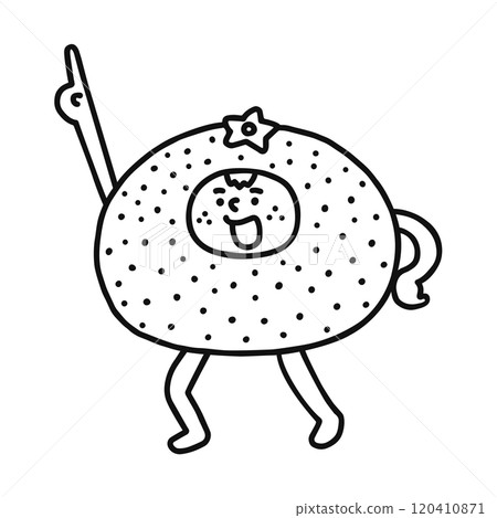 A person wearing a mandarin orange costume - line drawing 120410871