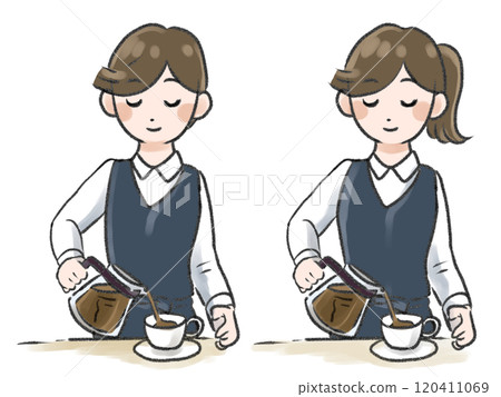 男人和女人倒咖啡 120411069