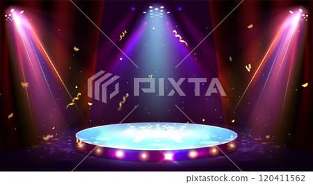 Illuminated casino platform with spotlight 120411562