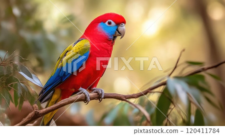 Colorful Macaw Parrot Amidst Green Foliage Colorful Macaw Parrot Amidst Green Foliage 120411784