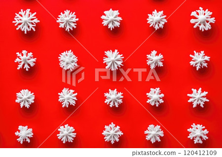 Delicate Snowflake Motifs on Rich Red Background 120412109