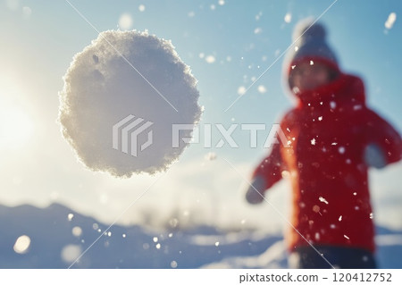 Snowball Fight on a Winter Day, Kid in Action Snowball Fight on a Winter Day, Kid in Action 120412752