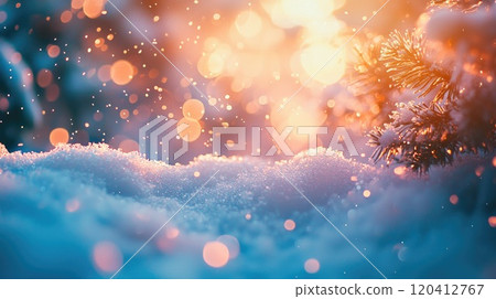 Winter Wonderland at Dawn with Snowfall 120412767