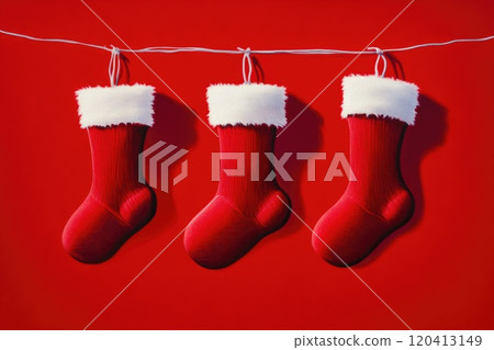 Festive Red Santa Socks on String Festive Red Santa Socks on String 120413149