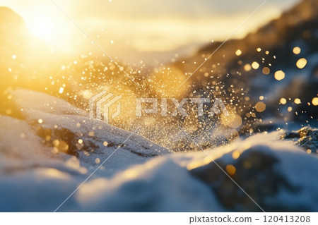 Snow-Covered Landscape Shimmering in Sunlight 120413208
