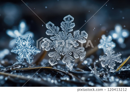 Sparkling snowflakes falling softly over a winter landscape 120413212