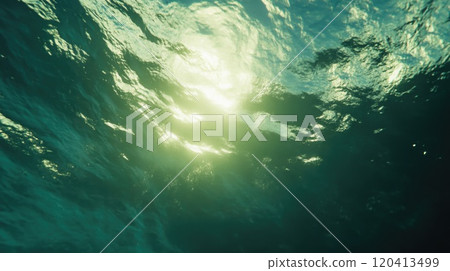 Glistening Sunlight Under Water with Reflections 120413499