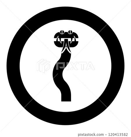 Snake silhouette icon in circle round black color vector illustration image solid outline style 120413582