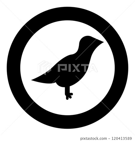 Bird icon in circle round black color vector illustration image solid outline style Bird icon in circle round black color vector illustration image solid outline style 120413589