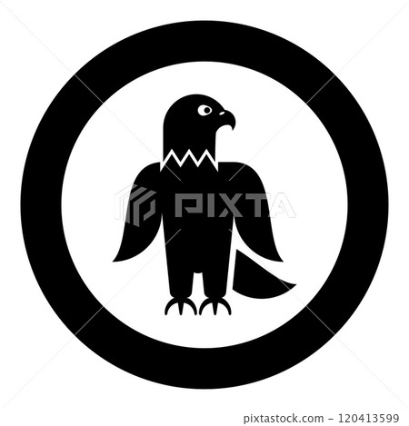 Eagle bald american bird silhouette icon in circle round black color vector illustration image solid outline style Eagle bald american bird silhouette icon in circle round black color vector illustration image solid outline style 120413599