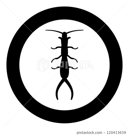 Earwig icon in circle round black color vector illustration image solid outline style 120413639