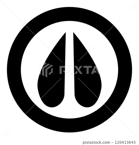 Hoof print goat nanny-goat icon in circle round black color vector illustration image solid outline style 120413643