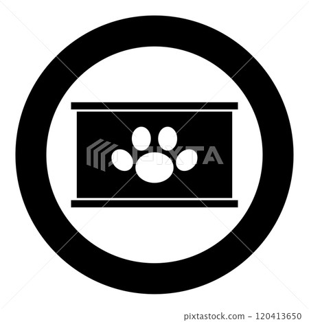 Canned pet food can dog care icon in circle round black color vector illustration image solid outline style 120413650