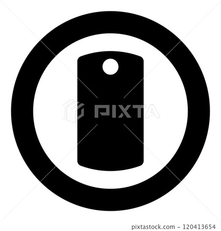 Dog tag military soldier animal tokens for collar icon in circle round black color vector illustration image solid outline style Dog tag military soldier animal tokens for collar icon in circle round black color vector illustration image solid outline style 120413654