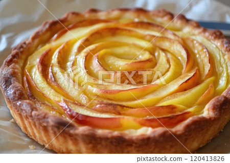 Freshly Made Apple Tart with Layered Apple Slices Swirl Freshly Made Apple Tart with Layered Apple Slices Swirl 120413826